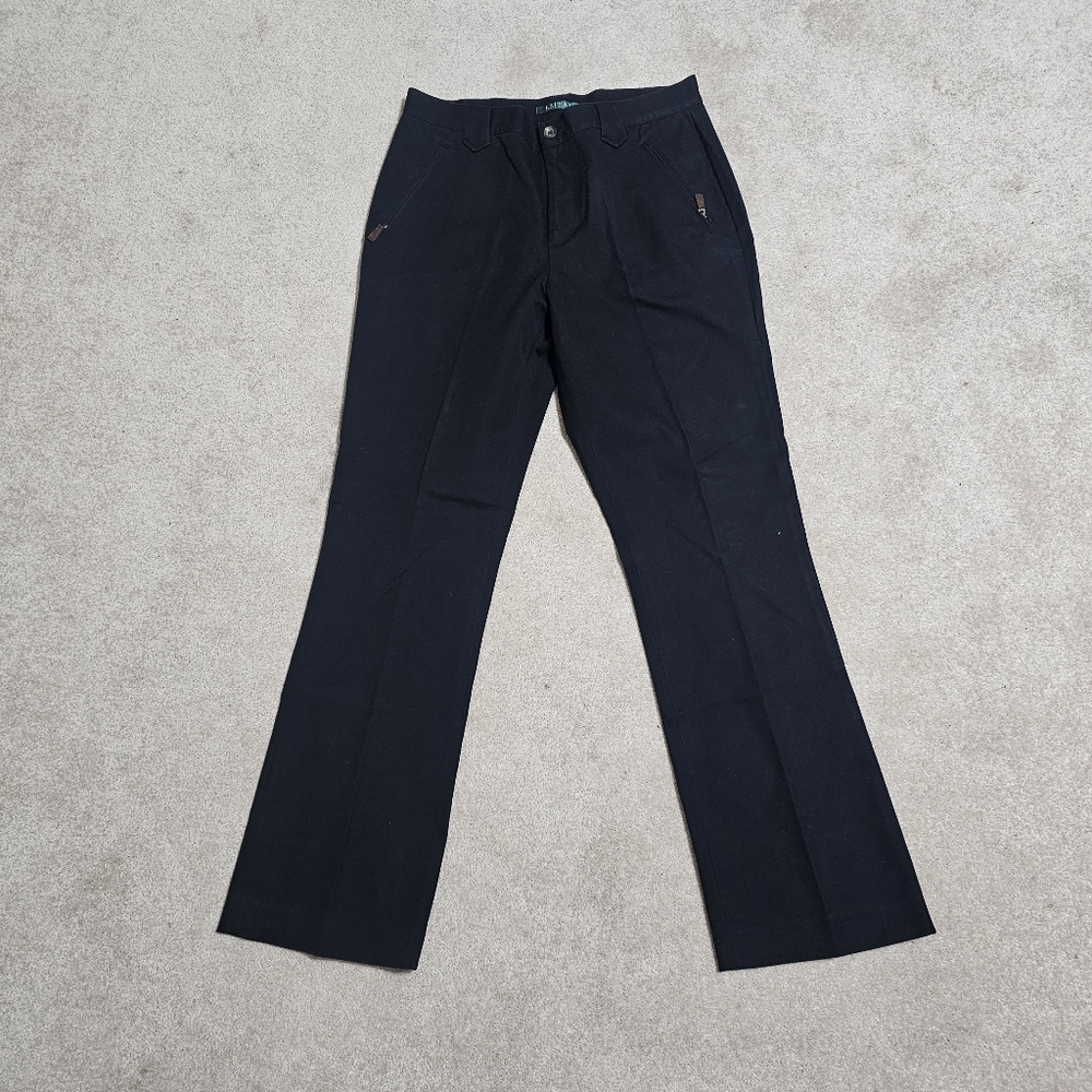 LAUREN Ralph Lauren Black Bootcut Stretch Pants 10 Zip Pockets
